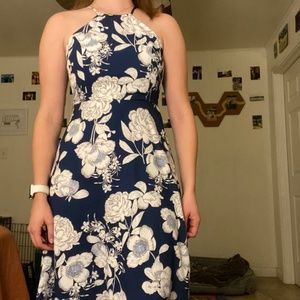 Long Blue Floral Dress